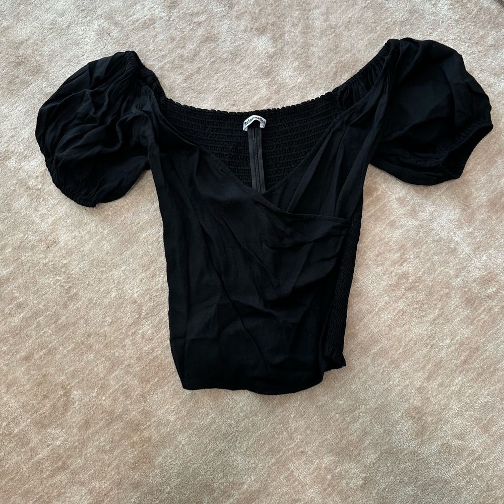 Reformation wrap top black